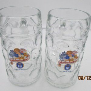 2 HB HAUFBRAU Oktoberfest Glass Beer Steins Munich